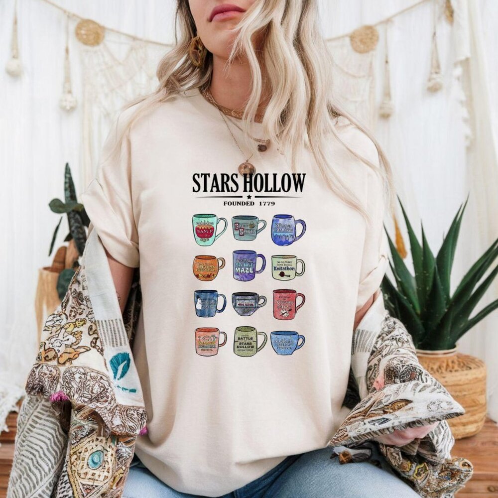 Stars Hollow Coffee Mugs Shirt | Cozy Comfort Show Tee